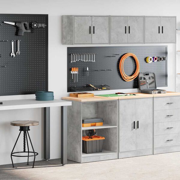vidaXL Armoires de garage 2 pcs gris b&eacute;ton bois d'ing&eacute;nierie