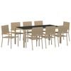 vidaXL Ensemble de salle &agrave; manger pour jardin 9 pc Beige polyrotin