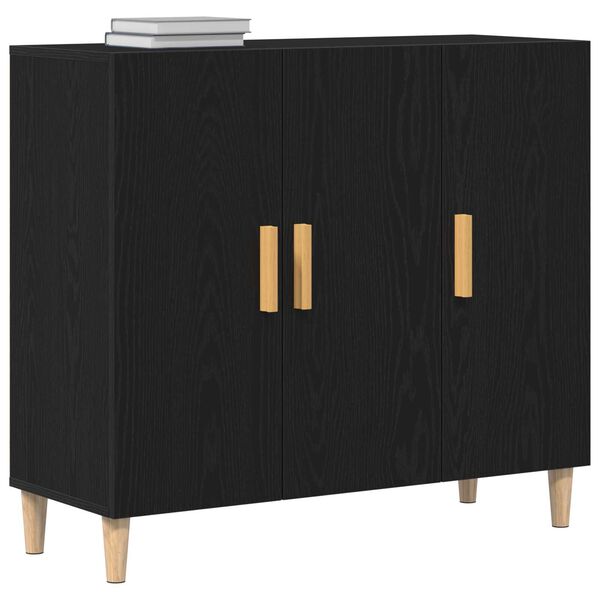 vidaXL Buffet Ch&ecirc;ne noir 90 x 34 x 80 cm Bois d'ing&eacute;nierie