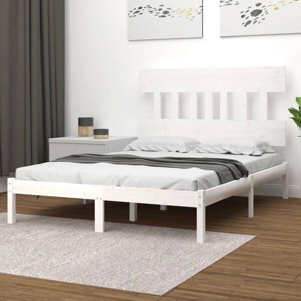 vidaXL Cadre de lit sans matelas blanc 140x200 cm bois massif