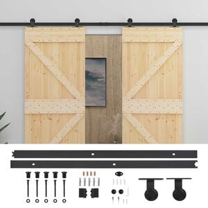 vidaXL Porte coulissante 2 pc 100 x 210 cm Bois de pin massif