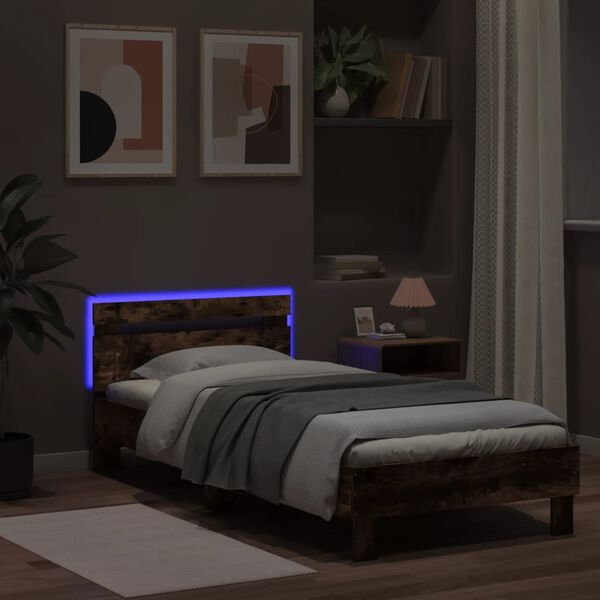 vidaXL Cadre de lit sans matelas avec lumi&egrave;res LED 90x200 cm