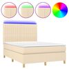 vidaXL Sommier &agrave; lattes de lit et matelas et LED Cr&egrave;me 140x200cm Tissu