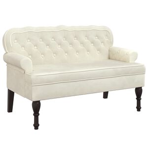 vidaXL Banc avec dossier cr&egrave;me 119,5x64,5x75 cm velours
