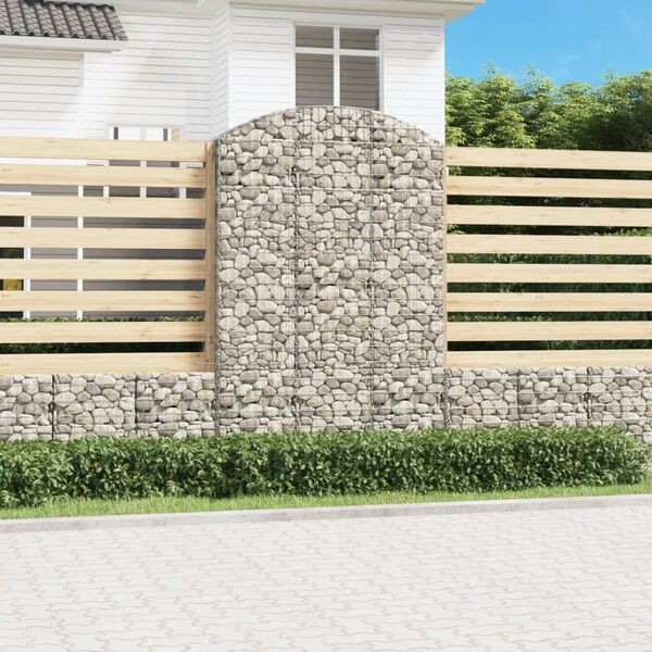 vidaXL Panier de gabions arqu&eacute; 150x50x220/240 cm Fer galvanis&eacute;