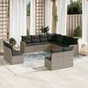 vidaXL Salon de jardin 11 pcs avec coussins gris r&eacute;sine tress&eacute;e