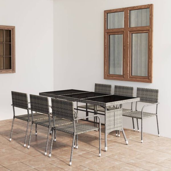 vidaXL Ensemble &agrave; Manger de jardin 7pcs R&eacute;sine tress&eacute;e Anthracite gris