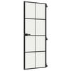 vidaXL Porte int&eacute;rieure mince noir 76x201,5 cm verre tremp&eacute; aluminium