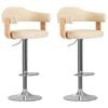 vidaXL Tabourets de bar lot de 2 cr&egrave;me bois courb&eacute; et similicuir