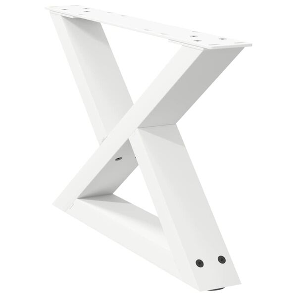 vidaXL Pieds de table basse 2 pi&egrave;ces Blanc 50 x (30-31,3) cm Acier