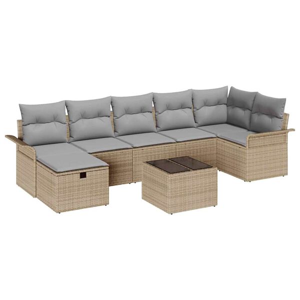 vidaXL Ensemble de canap&eacute; de jardin 8 pcs Beige et Gris clair