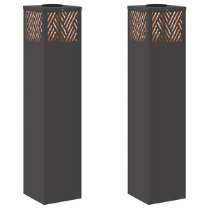 vidaXL Lumi&egrave;re de chemin LED solaire 2 pc Blanc chaud 18 x 18 x 80 cm