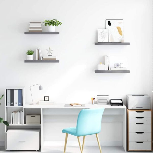 vidaXL &Eacute;tag&egrave;res murales flottantes 4 pcs Gris 60x23,5x3,8 cm MDF