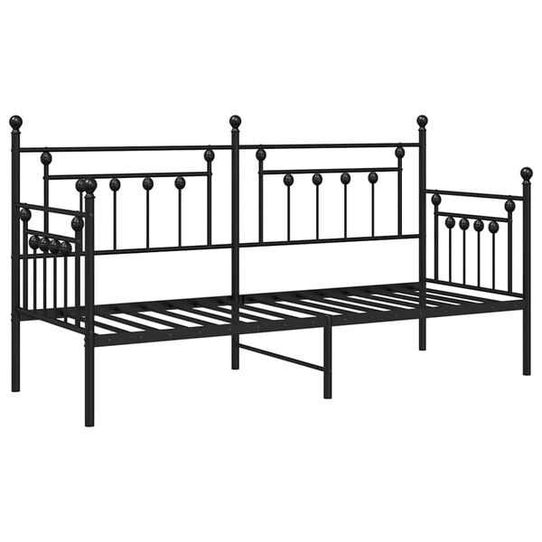 vidaXL Cadre de lit de jour avec t&ecirc;te de lit Noir 75 x 190 cm Acier