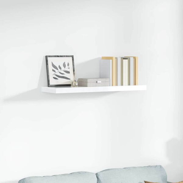 vidaXL &Eacute;tag&egrave;re murale flottante Blanc brillant 90x23,5x3,8 cm MDF