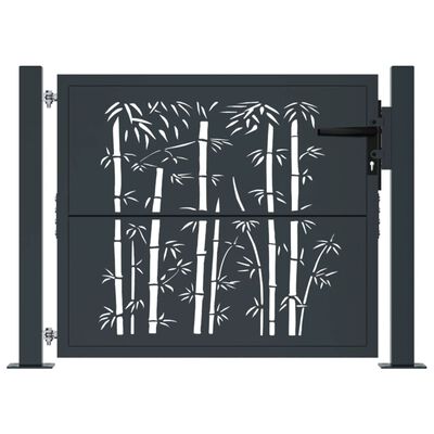 vidaXL Portail de jardin anthracite 105x105 cm acier design de bambou