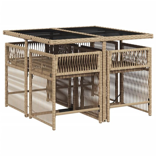 vidaXL Ensemble &agrave; manger de jardin avec coussins 5pcs Beige poly rotin