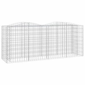 vidaXL Lit sur&eacute;lev&eacute; &agrave; gabions arqu&eacute; 200x50x100 cm Fer galvanis&eacute;
