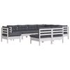 vidaXL Salon de jardin 9 pcs avec coussins blanc bois de pin massif