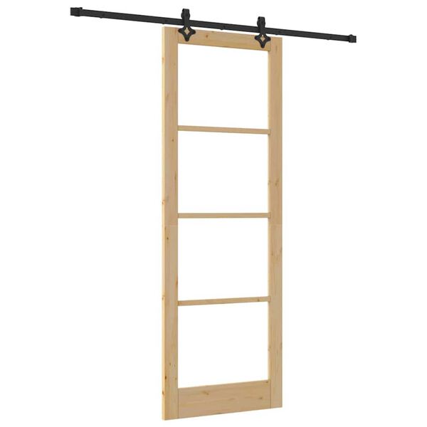 vidaXL Porte coulissante ORKDAL Naturel et Noir 83 x 232 cm