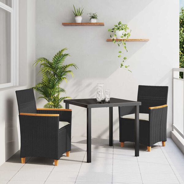 vidaXL Ensemble de salle à manger pour jardin 3 pcs Noir polyrotin