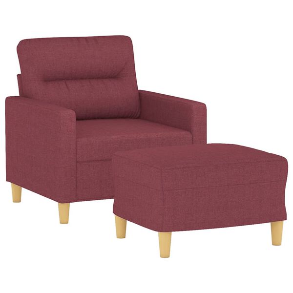 vidaXL Fauteuil avec repose-pied Rouge bordeaux 60 cm Tissu