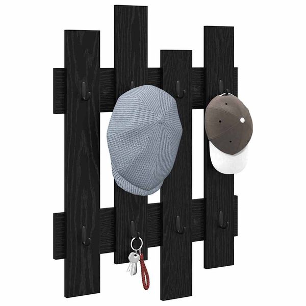 vidaXL Porte-manteau mural Ch&ecirc;ne noir 60 x 3 x 82 cm Bois d'ing&eacute;nierie
