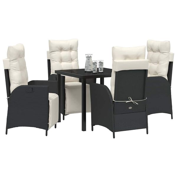 vidaXL Ensemble de salle &agrave; manger pour jardin 5 pcs Noir polyrotin