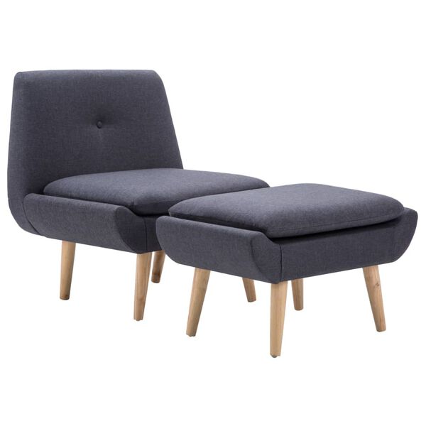 vidaXL Fauteuil sans accoudoirs avec repose-pied gris foncé tissu
