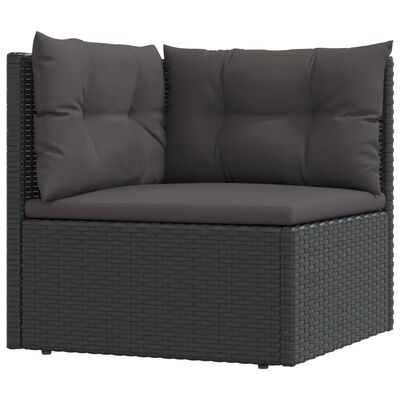 vidaXL Salon de jardin 8 pcs avec coussins noir résine tressée