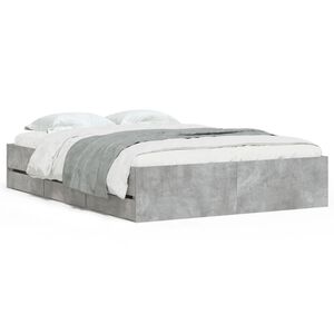 vidaXL Cadre de lit avec tiroirs sans matelas gris b&eacute;ton 120x190 cm