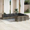 vidaXL Salon de jardin avec coussins 10 pcs gris r&eacute;sine tress&eacute;e