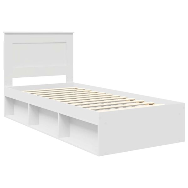 vidaXL Cadre de lit avec t&ecirc;te de lit Blanc 90 x 200 cm Pin massif