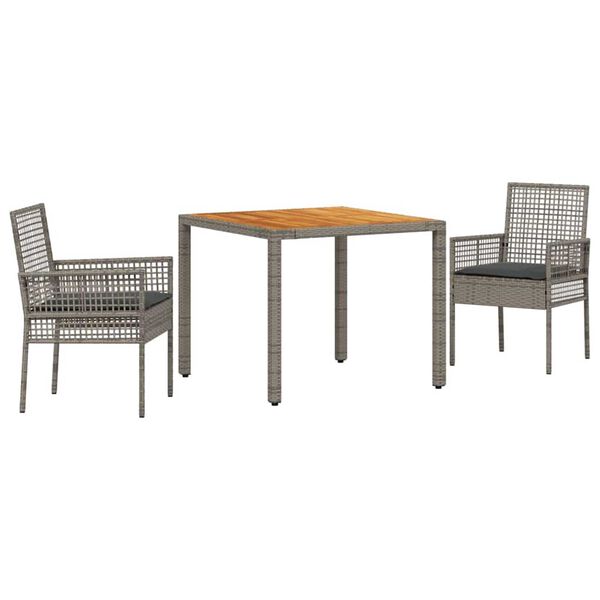 vidaXL Ensemble de salle &agrave; manger pour jardin 3 pcs Gris polyrotin