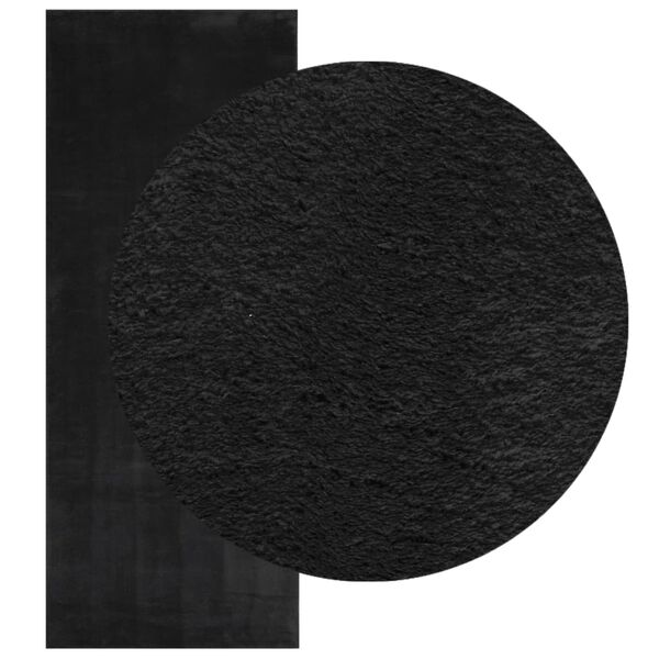vidaXL Tapis HUARTE &agrave; poils courts doux et lavable noir 80x200 cm