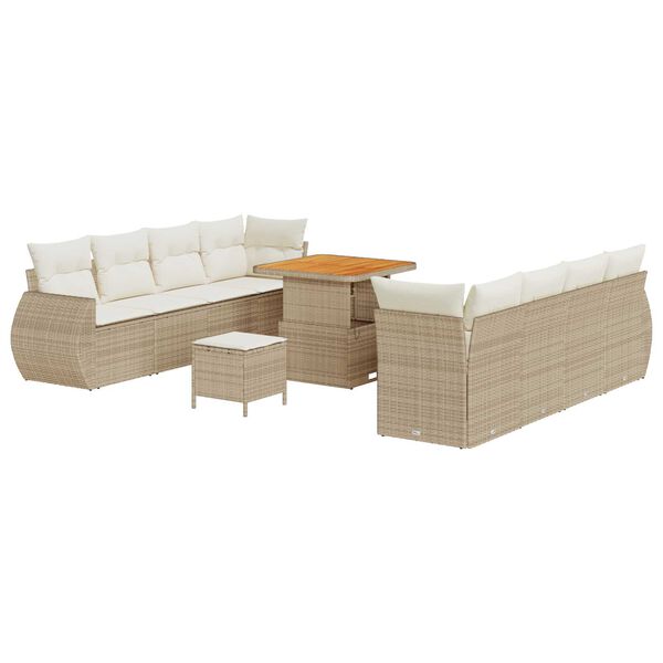 vidaXL Ensemble de canap&eacute; de jardin 11 pcs Beige Poly rotin