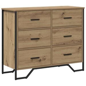 vidaXL Commode 6-Tiroir Ch&ecirc;ne artisanal 91 x 35,5 x 74,5 cm