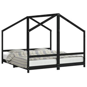 vidaXL Cadre de lit pour enfants noir 2x(90x190) cm bois de pin massif