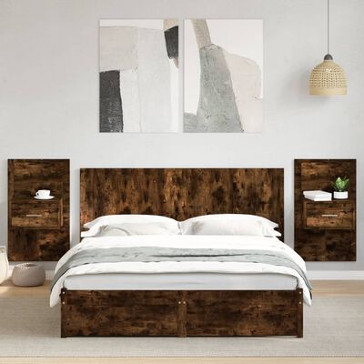 vidaXL Tête de lit avec armoires chêne fumé 160 cm bois d'ingénierie