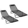vidaXL Chaise longue pliante 2 pc Textil&egrave;ne Noir