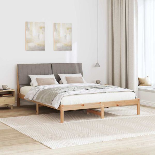 vidaXL Cadre de lit avec t&ecirc;te de lit Marron 160 x 200 cm Pin massif