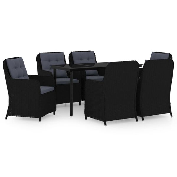 vidaXL Ensemble &agrave; manger de jardin 7 pcs Noir