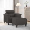 vidaXL Fauteuil avec repose-pied Gris 60 cm Similicuir