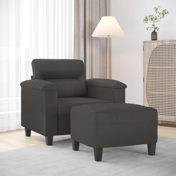 vidaXL Fauteuil avec repose-pied Gris 60 cm Similicuir