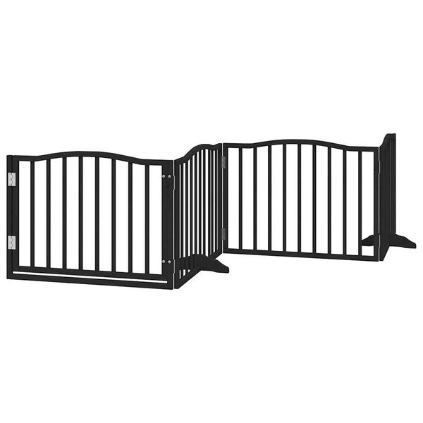 vidaXL Porte pour chien pliable &agrave; 4 panneaux, noire, 320 cm, bois de peuplier
