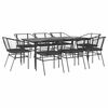 vidaXL Ensemble &agrave; manger de jardin coussins 9pcs noir poly rotin verre