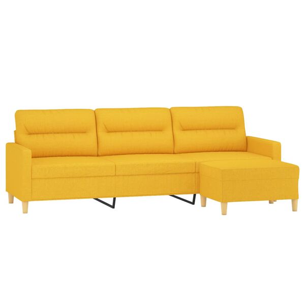 vidaXL Canap&eacute; &agrave; 3 places avec repose-pieds Jaune clair 210 cm Tissu