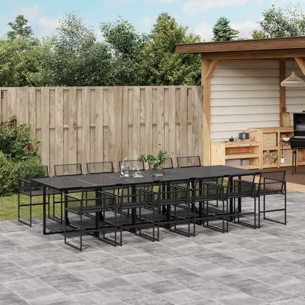 vidaXL Ensemble &agrave; manger de jardin 13 pcs noir r&eacute;sine tress&eacute;e