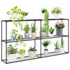 vidaXL Support de plantes &agrave; 3 niveaux Noir 200 x 32 x 104 cm Acier