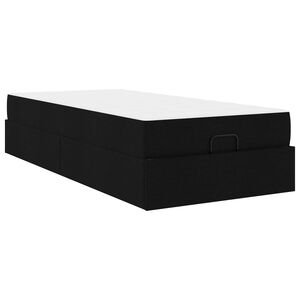 vidaXL Cadre de lit avec matelas 2 pi&egrave;ces Noir tissu